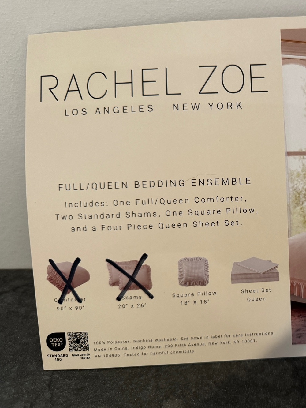 NWT Rachel Zoe Beige Gingham Ruffle Accent Pillow/Queen Sheet ONLY- Cottagecore - Picture 2 of 13